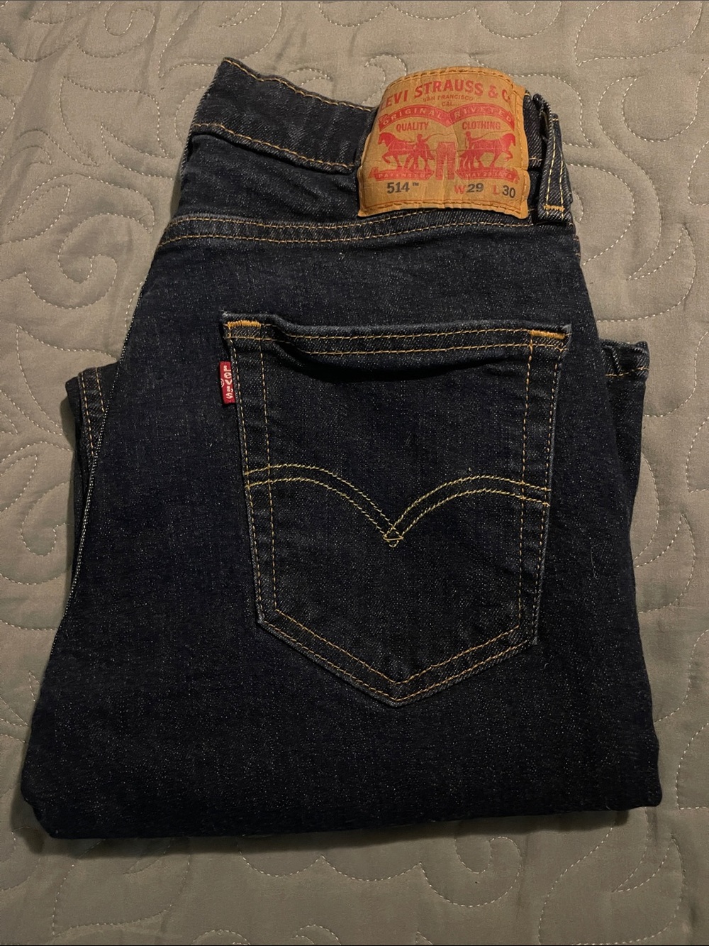Levi's Men's Slim Straight Jeans - Dark Blue with Tan Patch 29 x 30 514